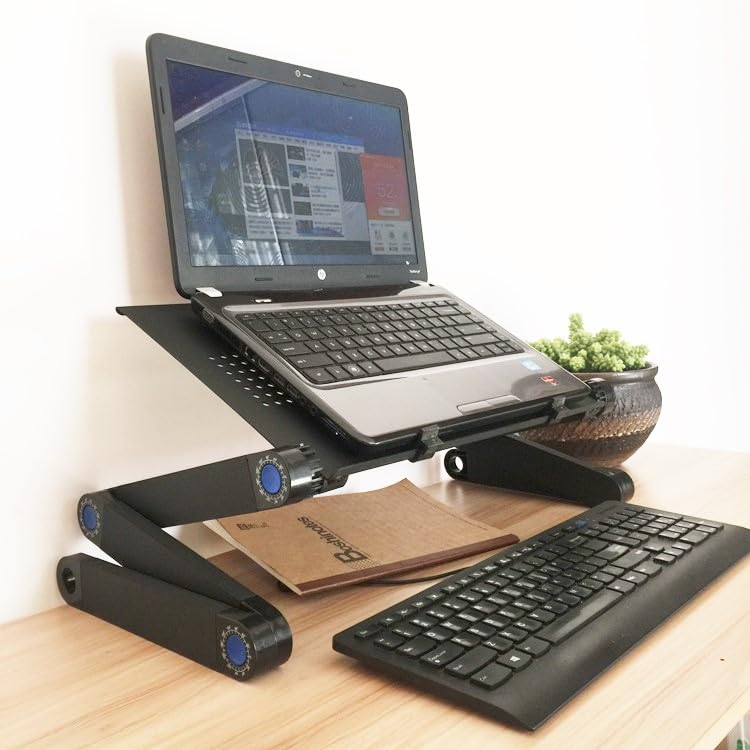 Zippace Adjustable Laptop Computer Lap Desk Portable Multifunctional Cooling Ergonomic Vented Table TV Bed Tray Stand Mount Holder (420 * 260mm, Black) - Image 5